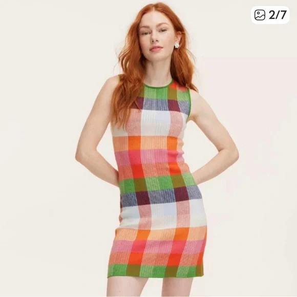 Kate Spade Target Hot Pink Plaid Knit Statement Shift Dress Size L NWT - Picture 3 of 9